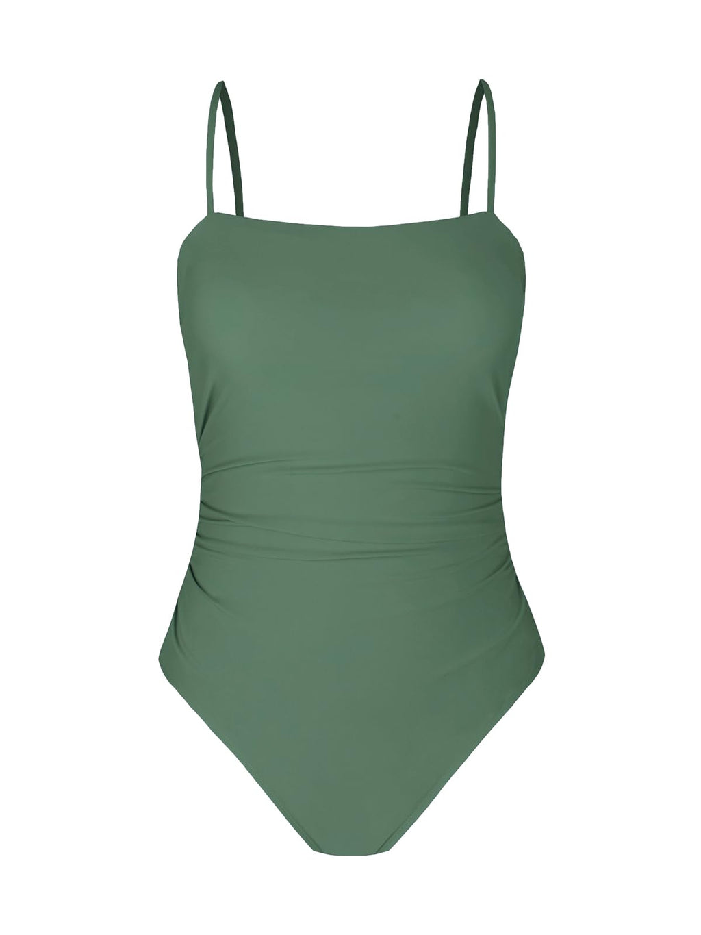 CUPSHE Women's One Piece Swimsuit Square Neck Cutout Back Tummy Control Adjustable Straps Striped Swimwear, L Sage Green - Image 5