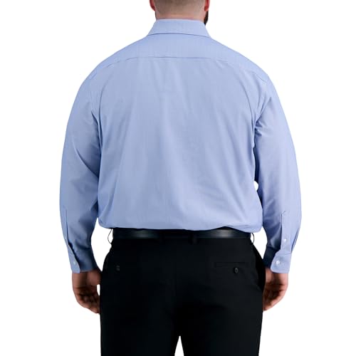 Haggar Men's Smart Wash Classic Fit Comfort Stretch Dress Shirt-Big Or Tall Sizes, Blue Stripe, 18.5" Neck 36"-37" Sleeve - Image 2