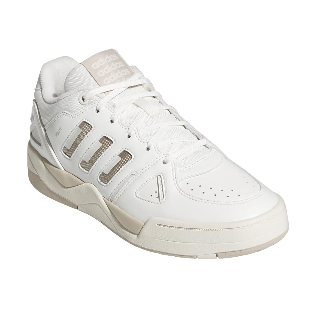 adidas Men's Midcity Low Top Basketball Sneaker, White/Wonder Beige/Off White, 8.5 - Image 3