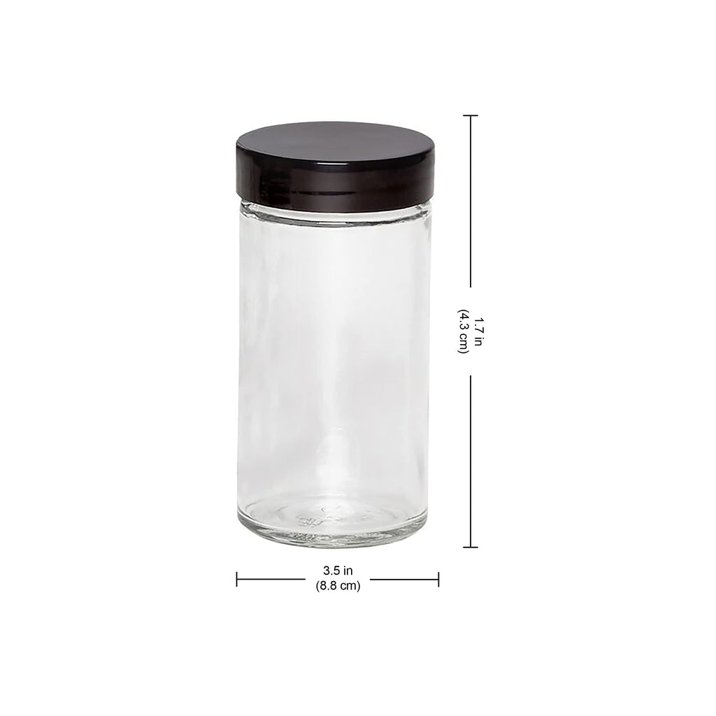 Kamenstein 5244227 Empty Jars With Black Cap, Set Of 12, 3-Ounce - Image 1