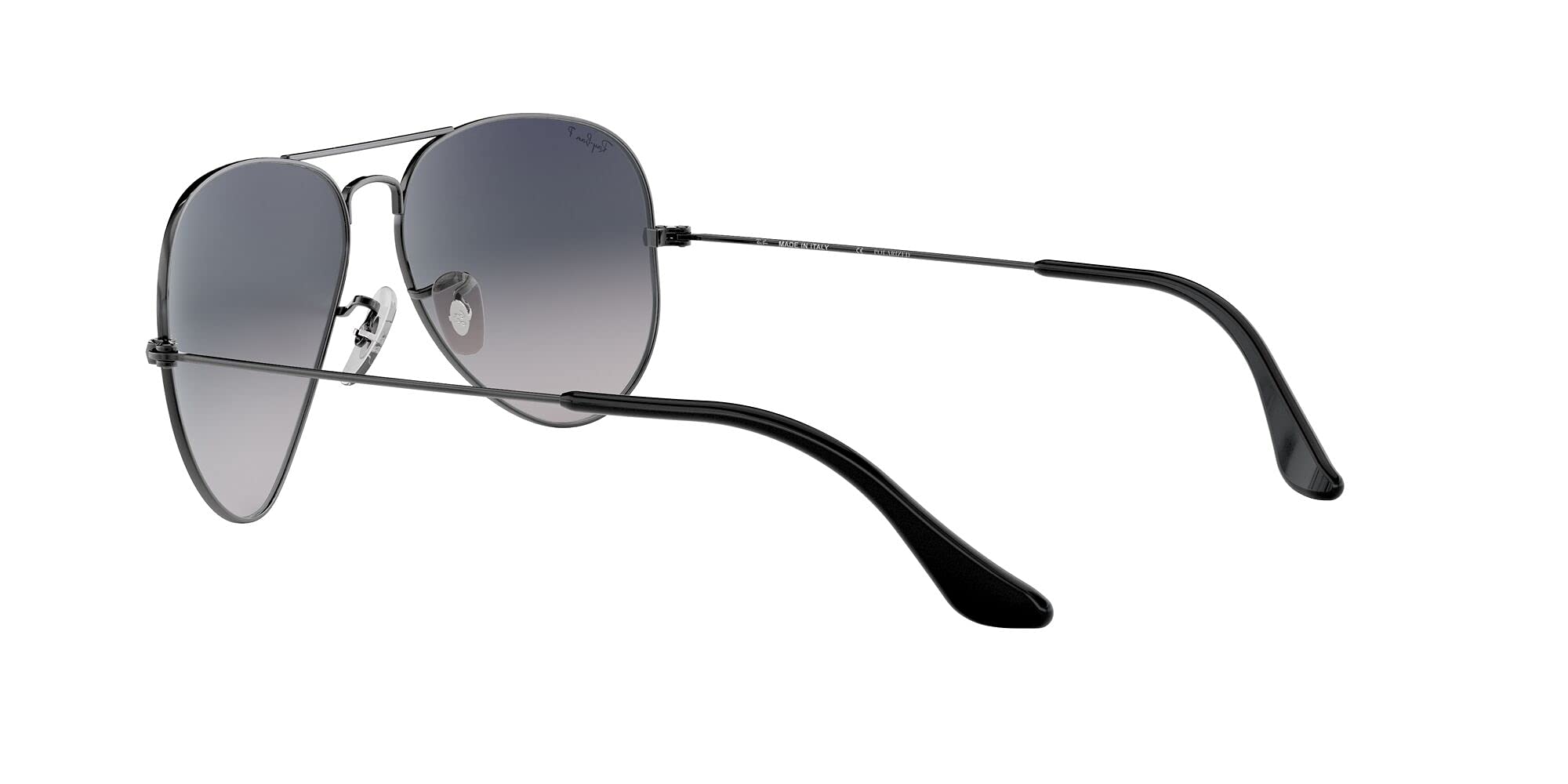 Ray-Ban RB3025 Classic Aviator Sunglasses, Gunmetal/Polarized Blue Gradient Grey, 58 mm - Image 8