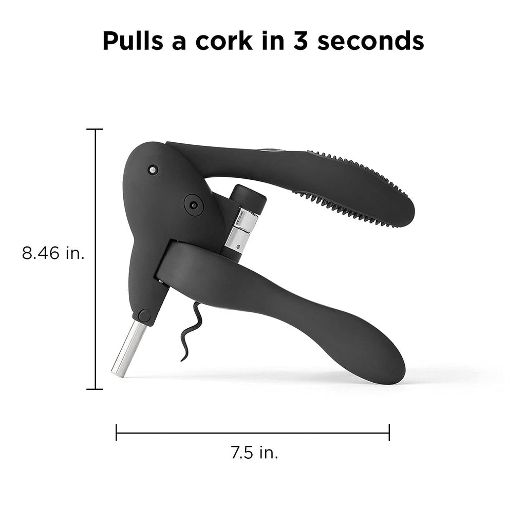Rabbit W6004N Original Lever Corkscrew Wine Opener with Foil Cutter and Extra Spiral, Black Finish, Smooth Lever Action for Effortless Cork Removal - Image 2