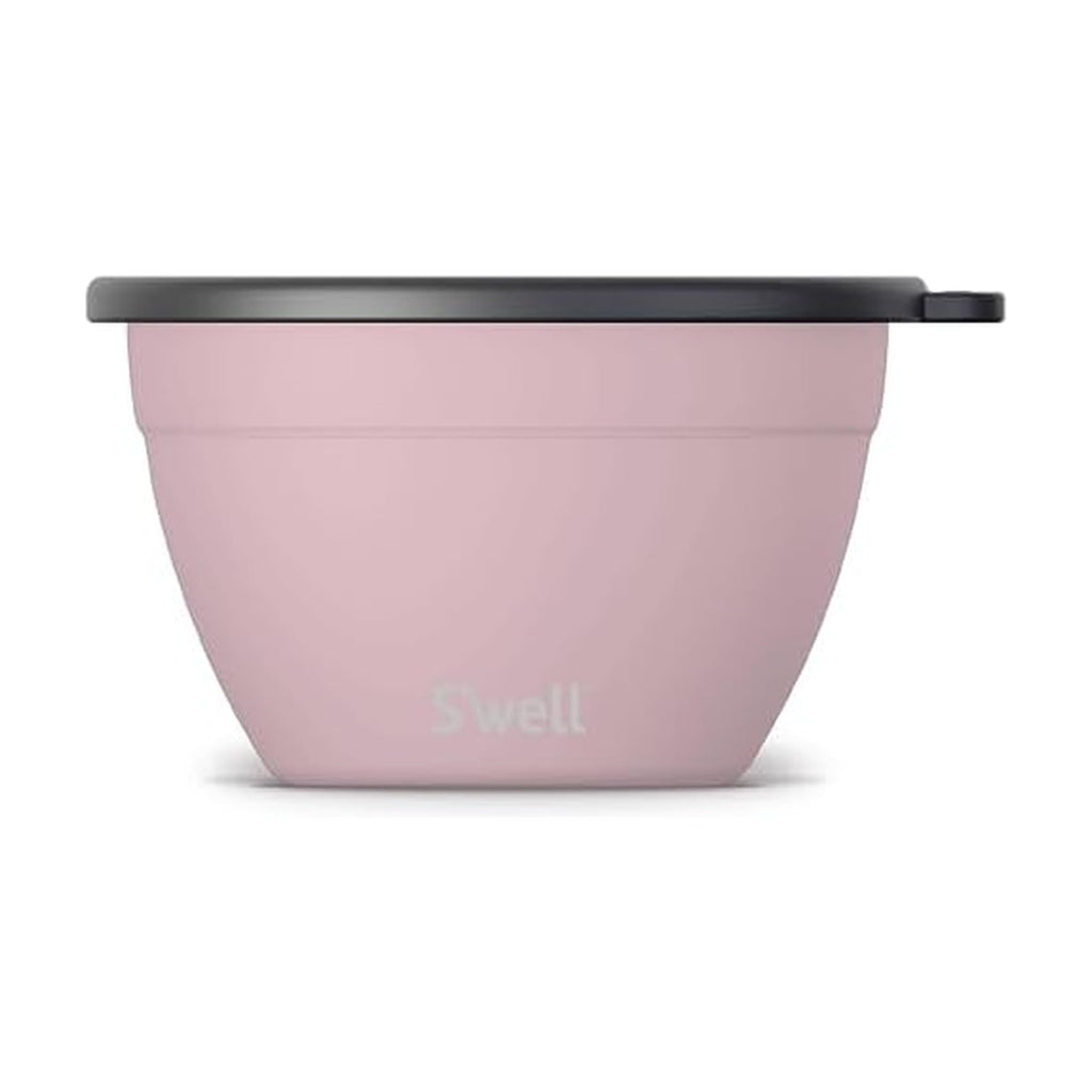 S’well Stainless Steel 64oz Salad Bowl Kit, Pink Topaz Color, Comes with 2oz Mini Canister and Removable Tray for Organization, Leakproof and Dishwasher Safe - Image 1