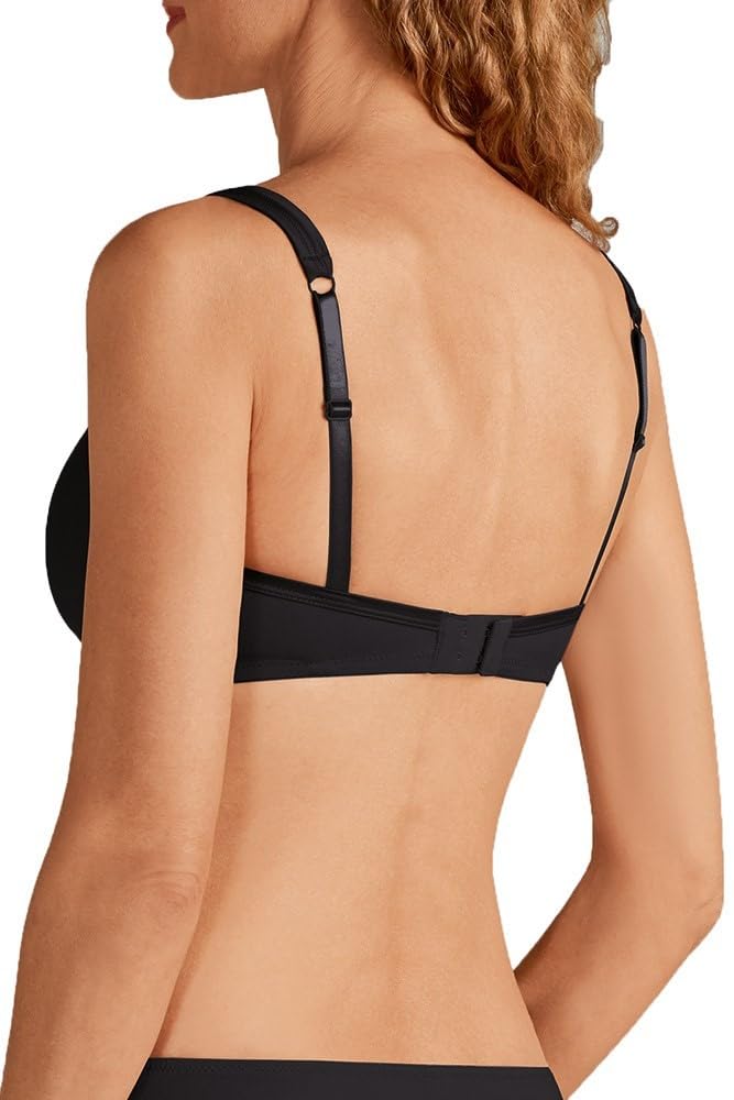 Amoena Women's Lara Satin Pocketed Seamless Wire Free Tshirt Bra, Black, 40AA - Image 2