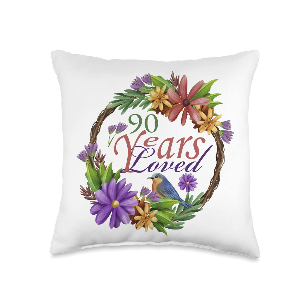 90 Years Loved, 90th Birthday For Women, Grandma, Mother Throw Pillow