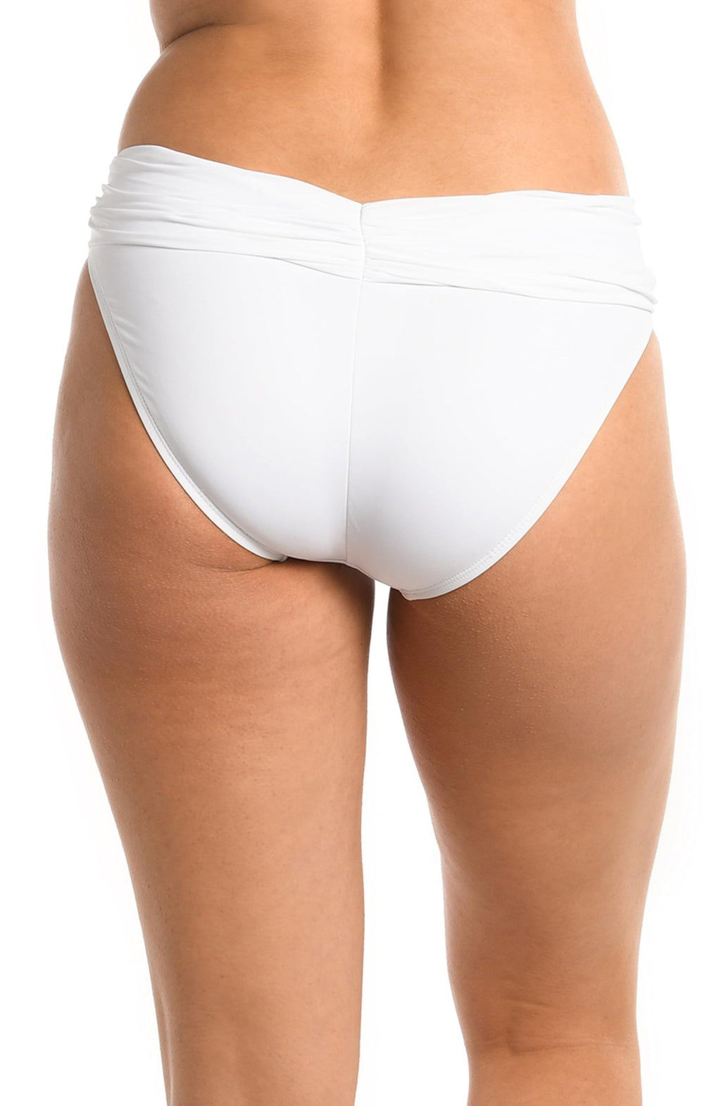La Blanca White Hipster Bikini Swimsuit Bottom, Size 6, Shirred Band