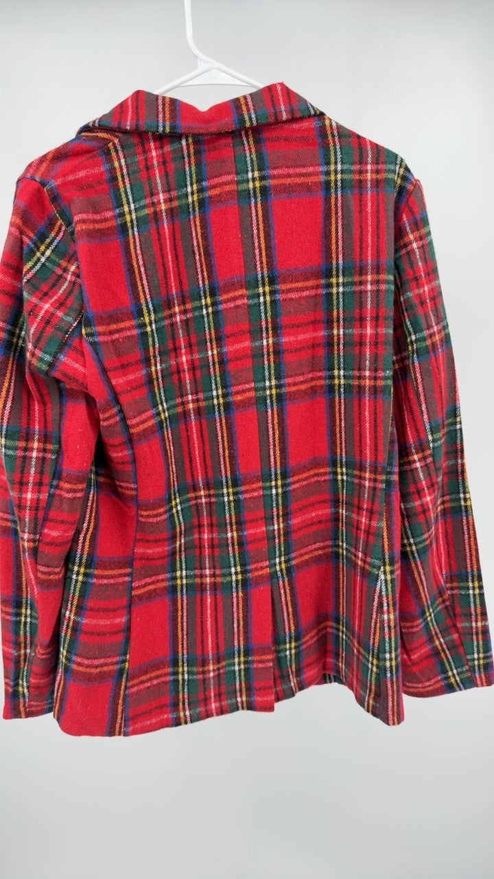Plaid Single-Button Blazer