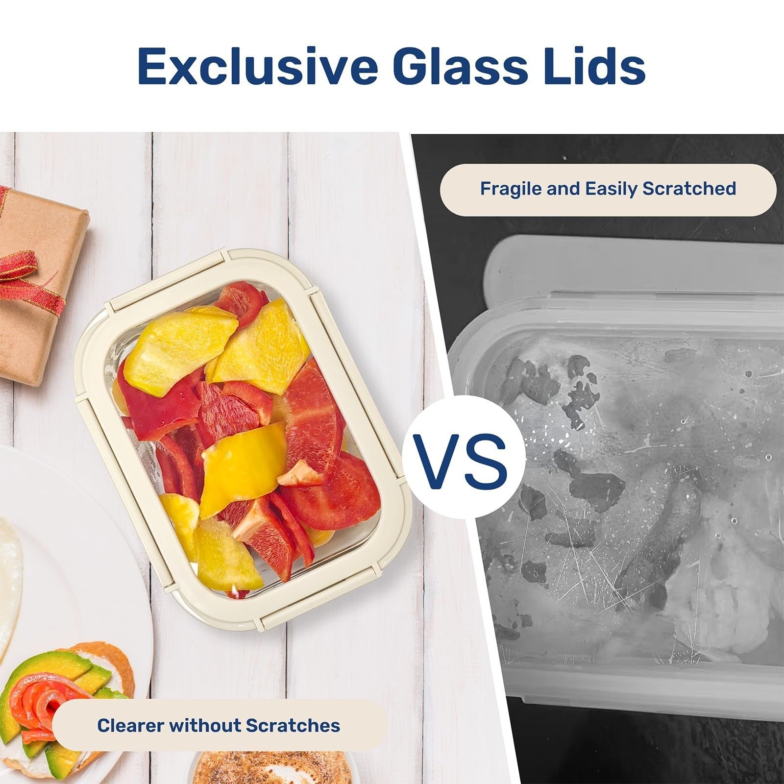 Stackable Glass Storage Containers Set of 4, Freezer to Oven Safe