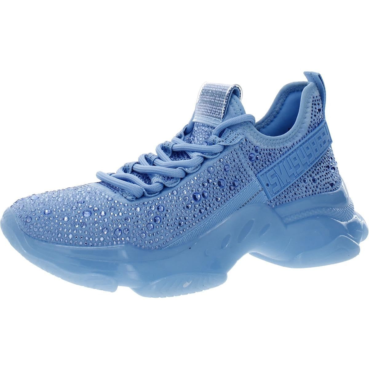 Steve Madden Women's Maxima Sneaker, Blue Rhinestone, 9.5