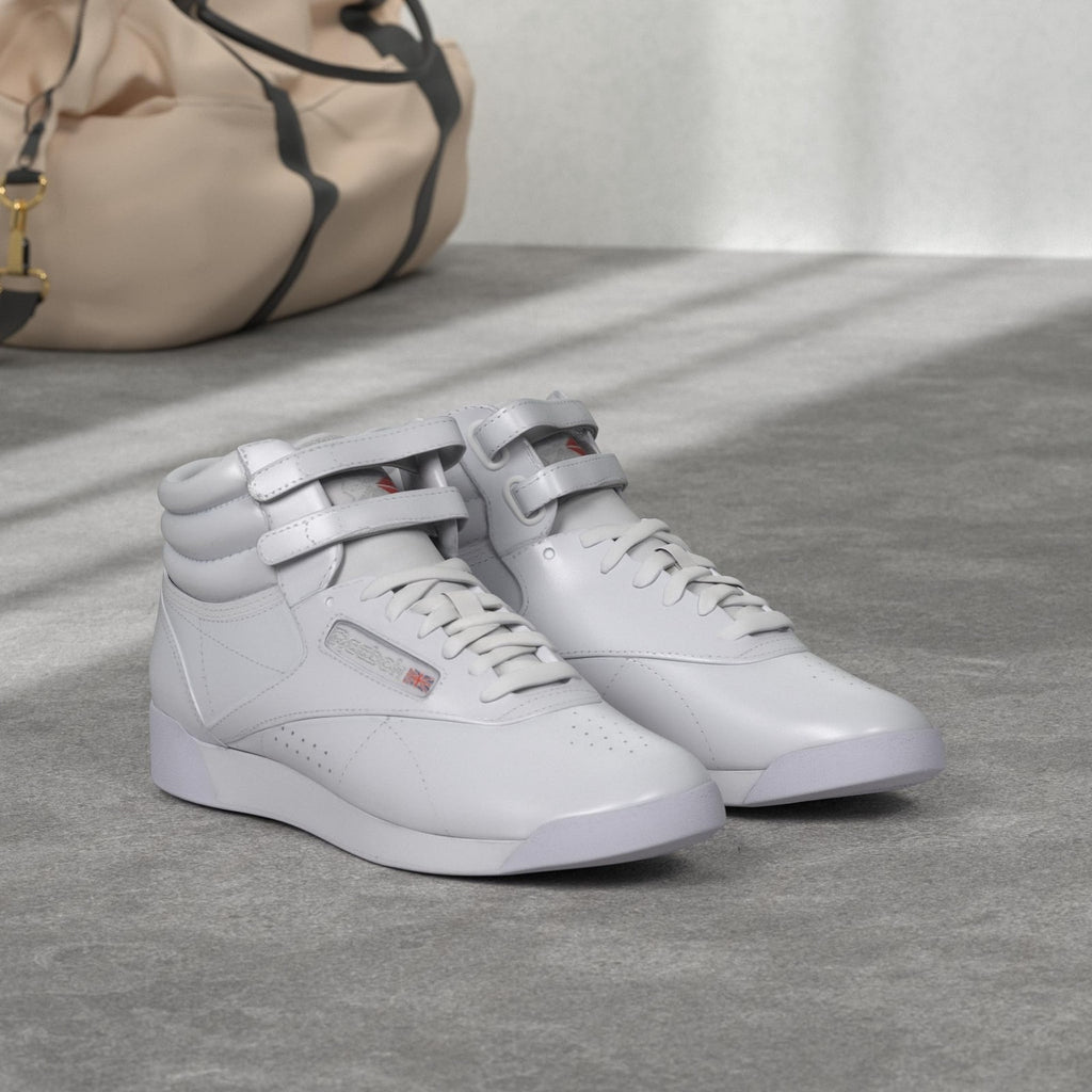 Reebok Women's Basketball Shoes, Freestyle Hi, White/Silver, Size 10