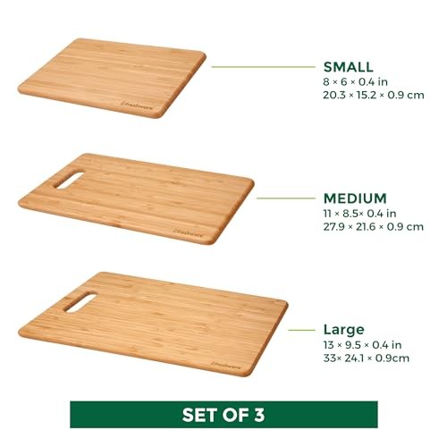 Bamboo Cutting Boards Set of 3 for Meat, Veggies, Cheese - Knife Friendly