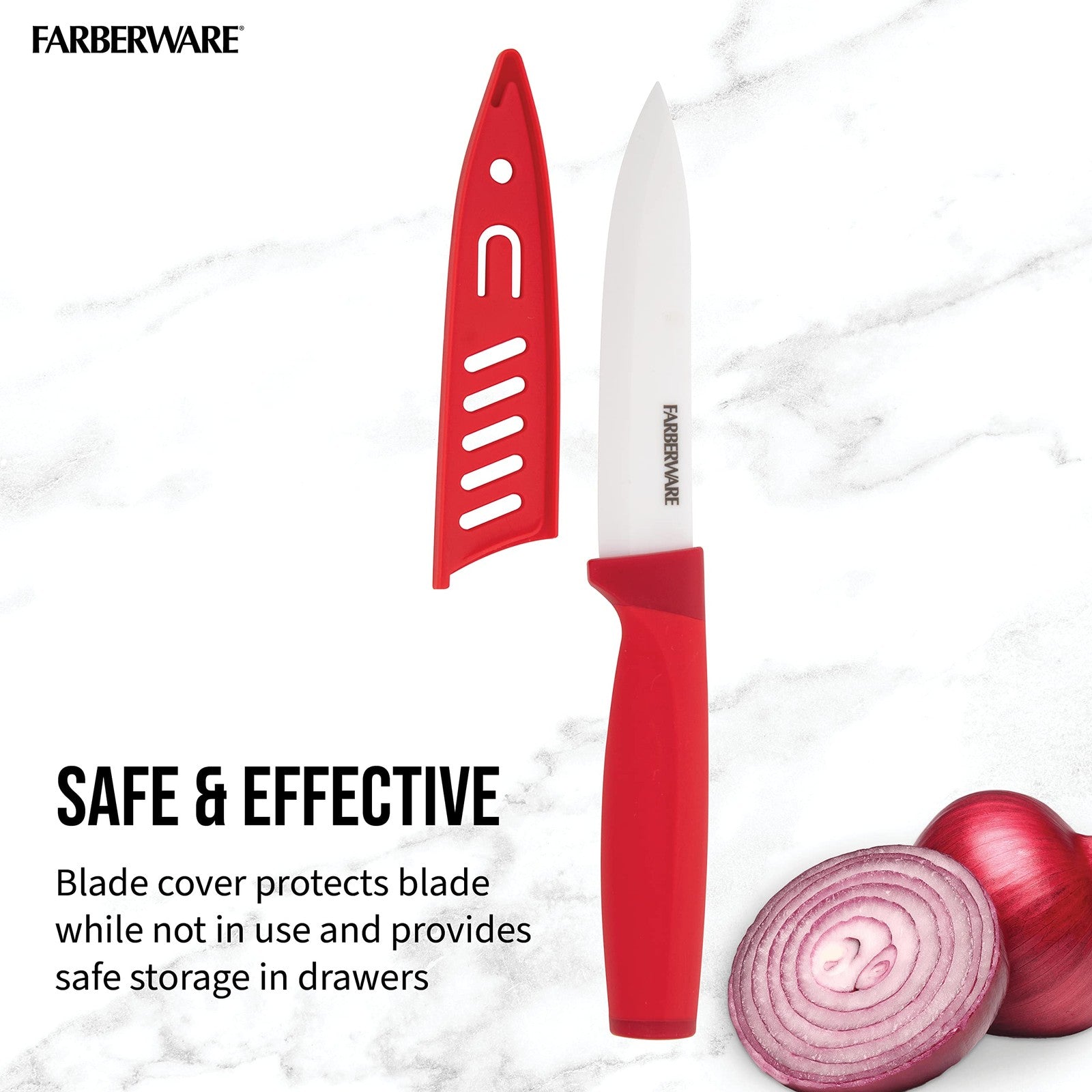 Farberware Ceramic 5-inch Utility Knife with Custom-Fit Blade Cover
