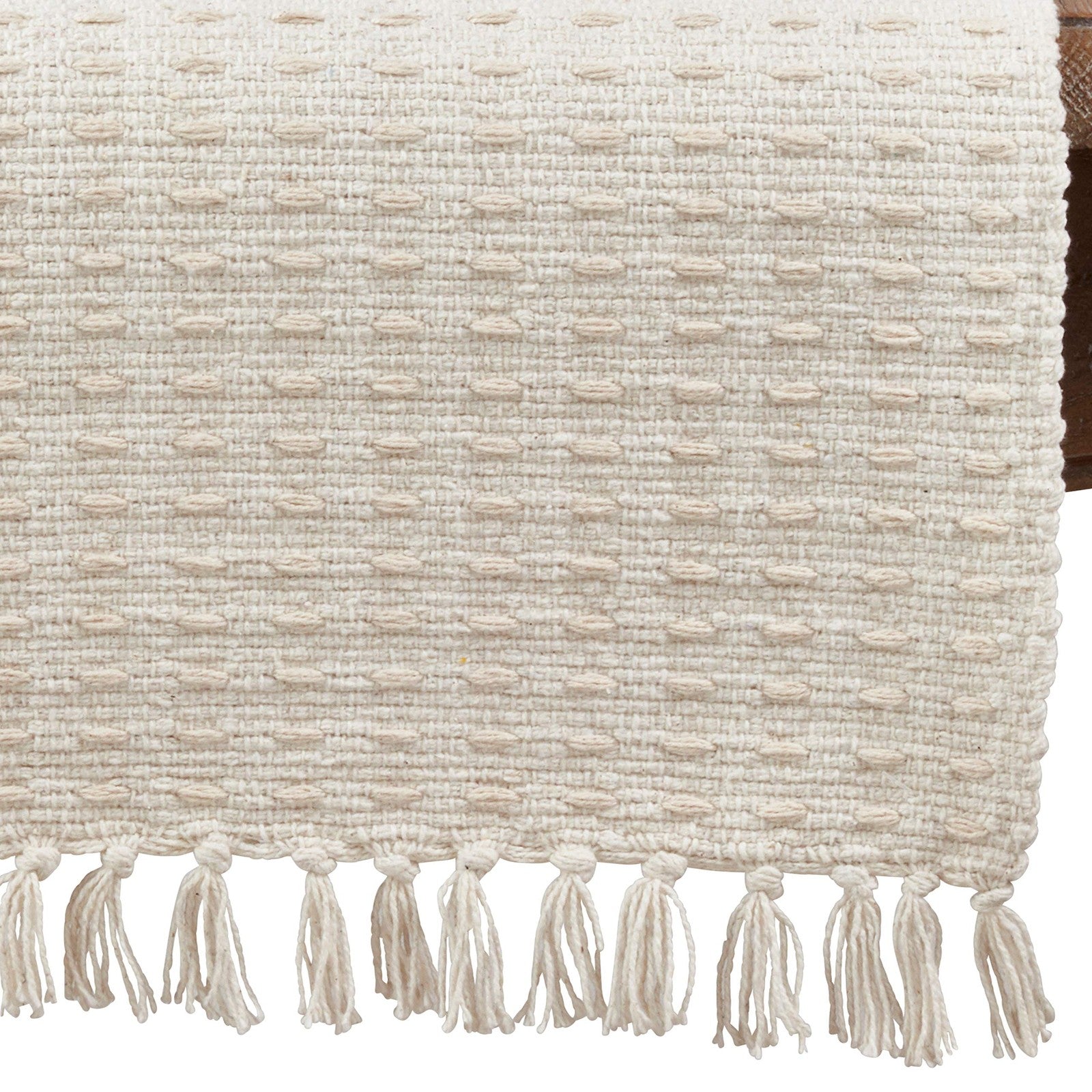 SARO LIFESTYLE Dashed Woven Table Runner, 16"x54", Natural