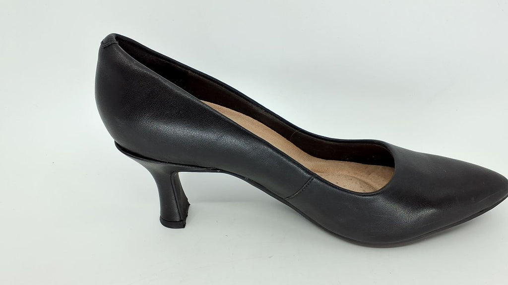 Clarks Women's Kataleyna Gem Pump, Black Leather, 9