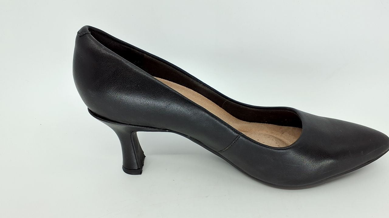 Clarks Women's Kataleyna Gem Pump, Black Leather, 9