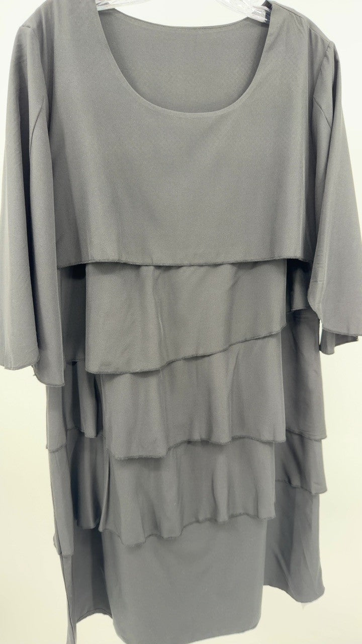 Full Size Ruffle Layered Flutter Sleeve Dress Plus Size