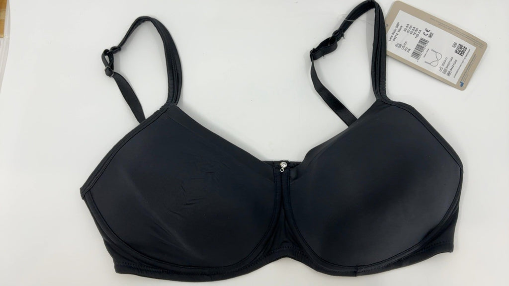 Amoena Women's Lara Satin Pocketed Seamless Wire Free Tshirt Bra, Black, 40AA