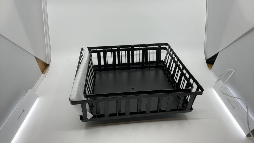 Rotating 2-Tier Storage Basket, Black Carbon Steel, Kitchen & Bathroom Use