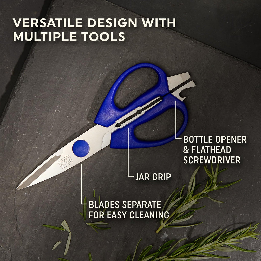 Versatile 2-Pack Kitchen Scissors, Soft Grip & Built-In Bottle Opener