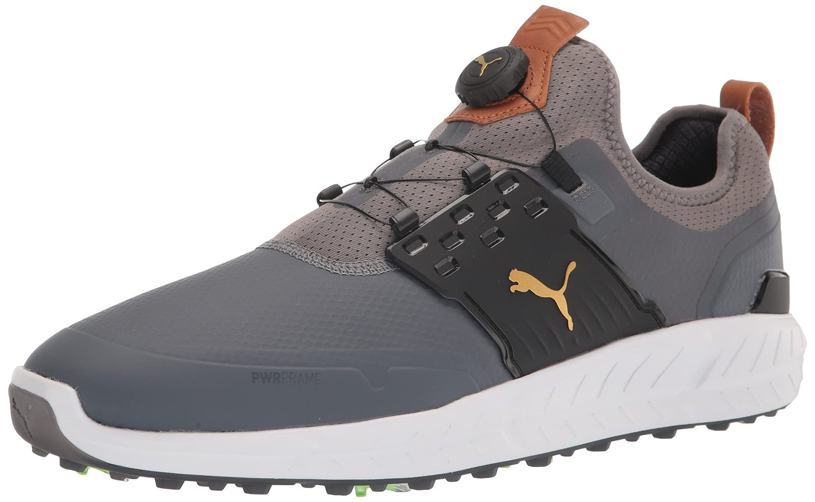 PUMA Men's Ignite Articulate Disc Golf Shoe, Quiet Shade Team Gold Black, 10.5