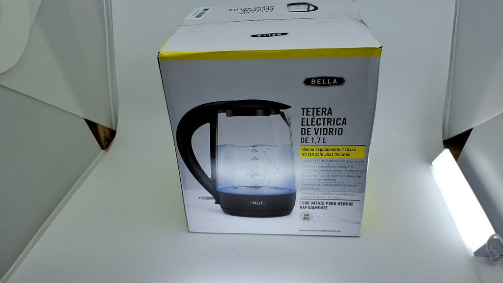 BELLA 1.7L Electric Kettle, Black, Cordless, Boil 7 Cups in 6-7 Min