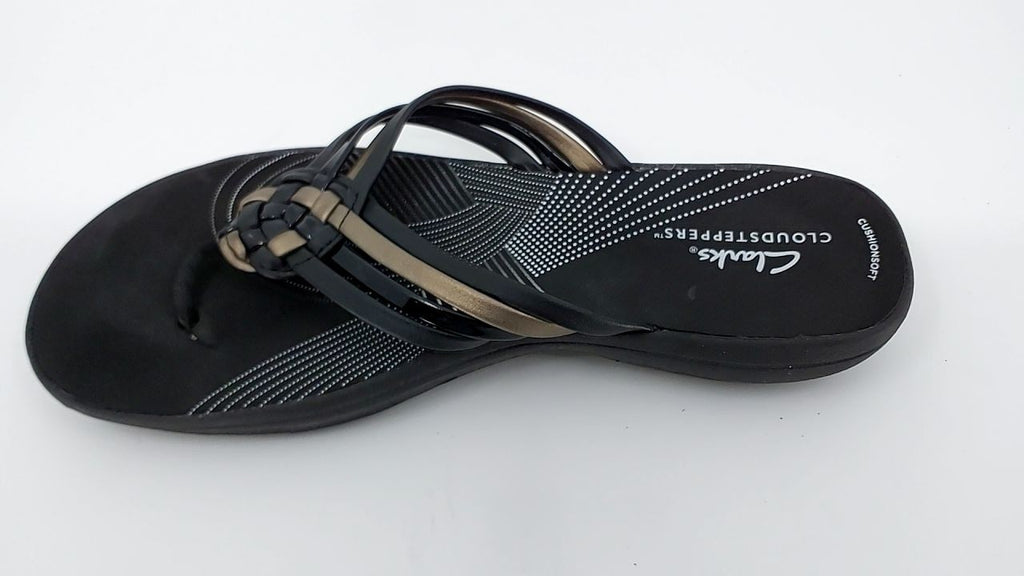 Clarks Women's Breeze Coral Flip-Flop, Black Combi, 9 Medium US