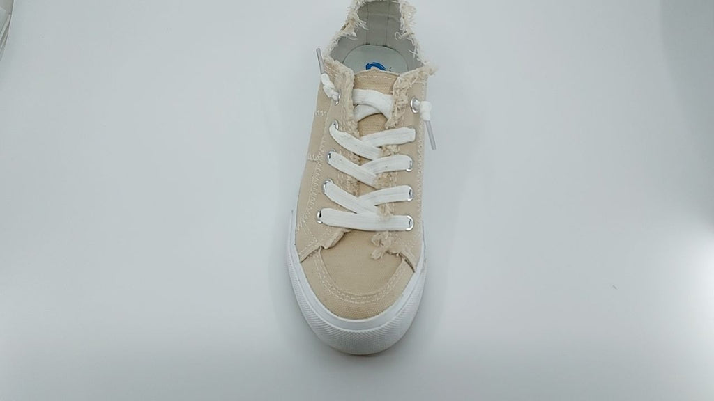 Obtaom Women's Comfortable Beige Canvas Sneakers Size 5