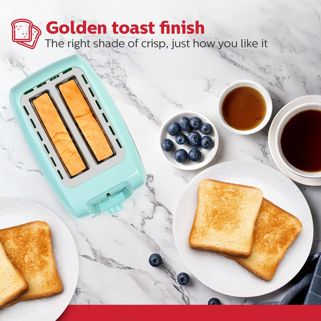 2-Slice Toaster Mint Stainless Steel, 7 Browning Settings, Extra-Wide Slots