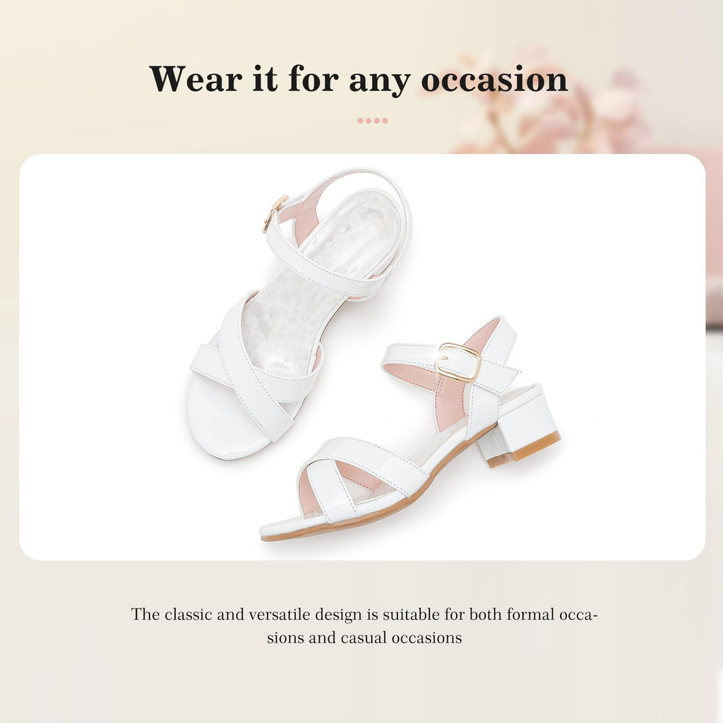 LAURMOSA Girls White Dress Shoes Kids Wedding Dress Shoes for Girls High Heel,13