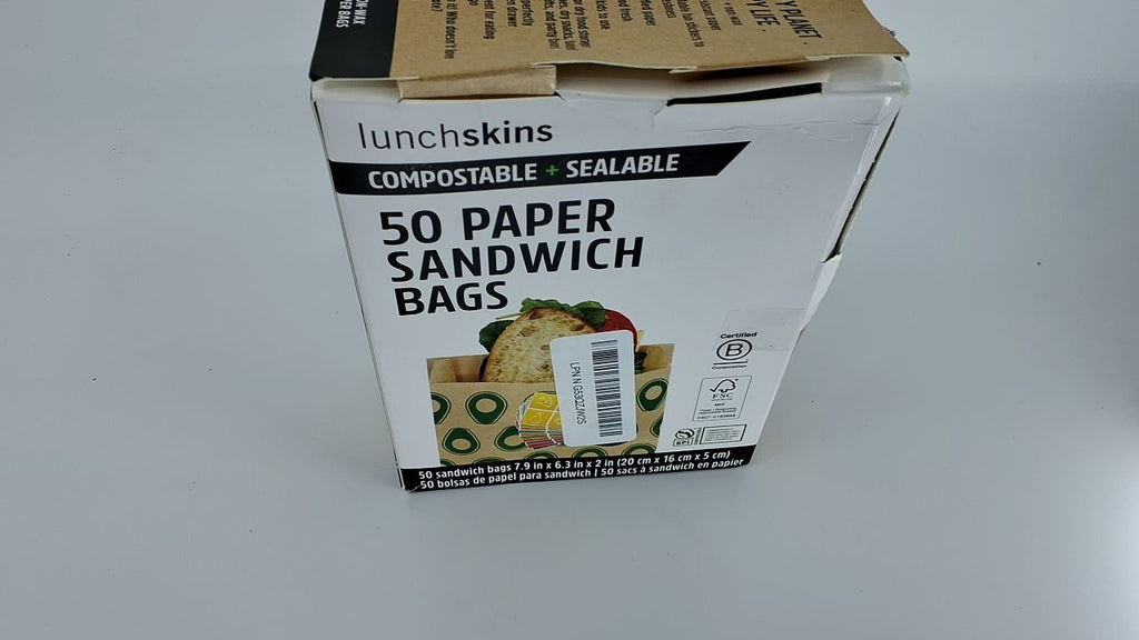 50 Count Compostable Sandwich Bags - Avocado Design, Eco-Friendly