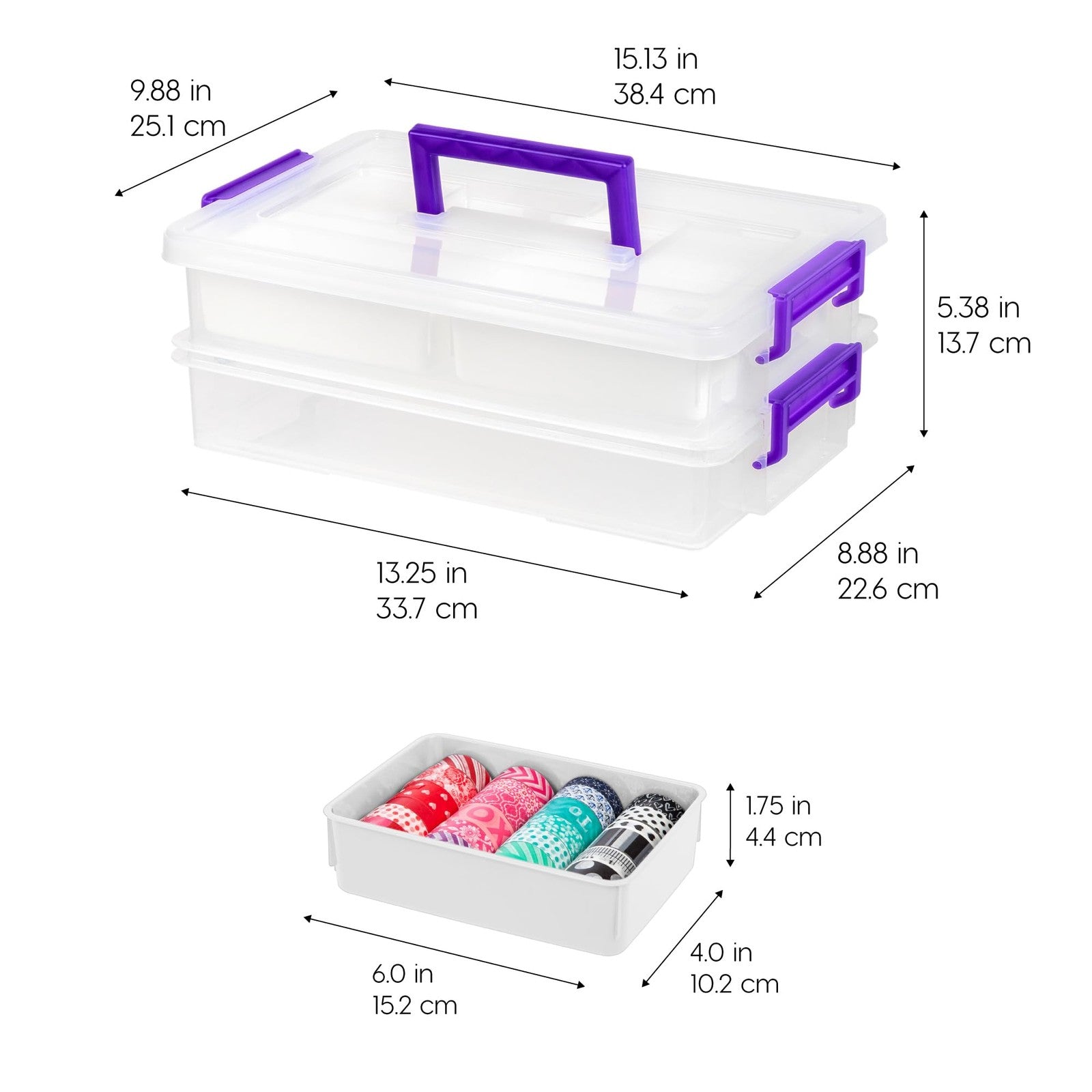 Stackable 9 Qt Clear Storage Bin w/ Lids, Ideal for Crafts & Organizing