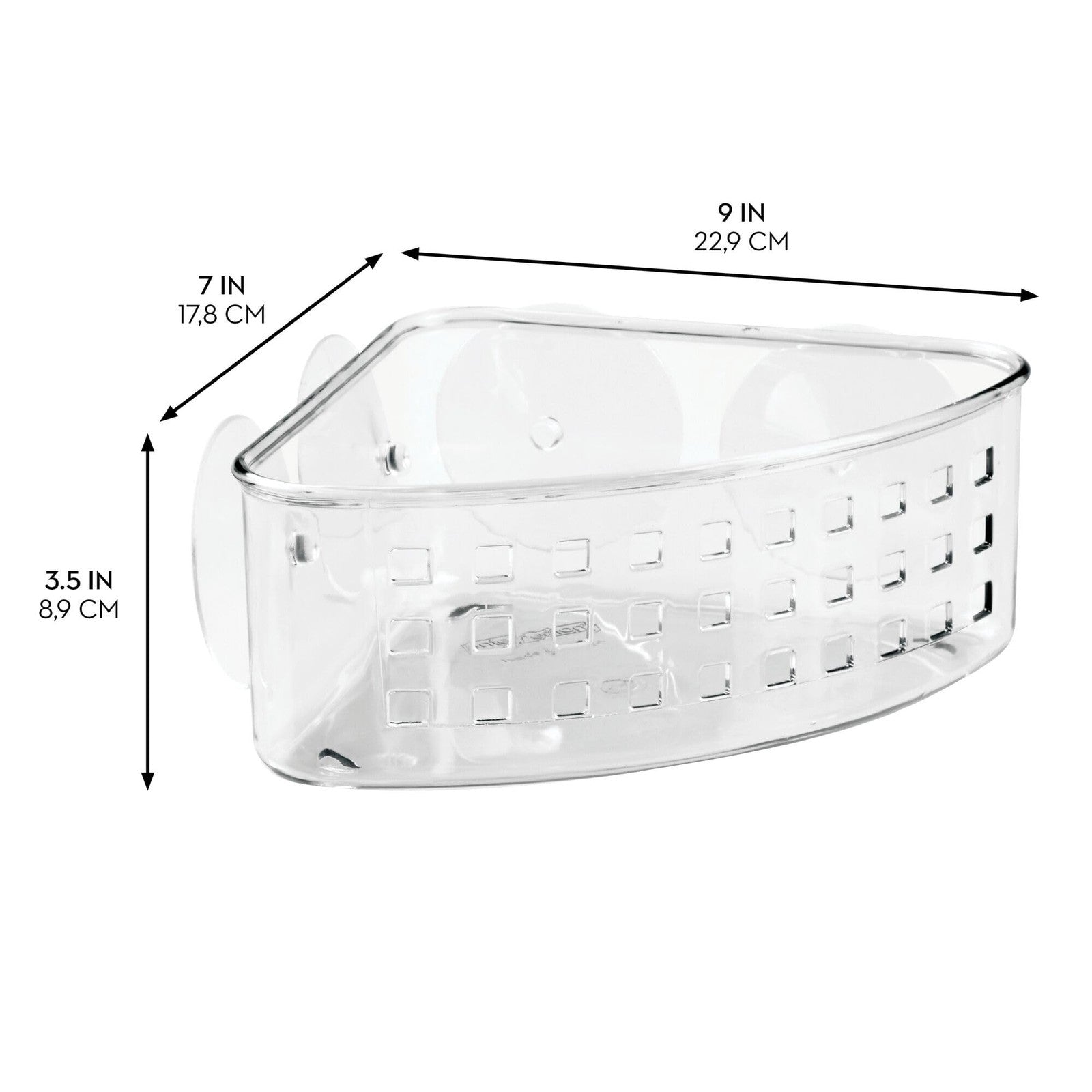 Corner Shower Caddy Basket w/ Suction Cups - Clear Plastic