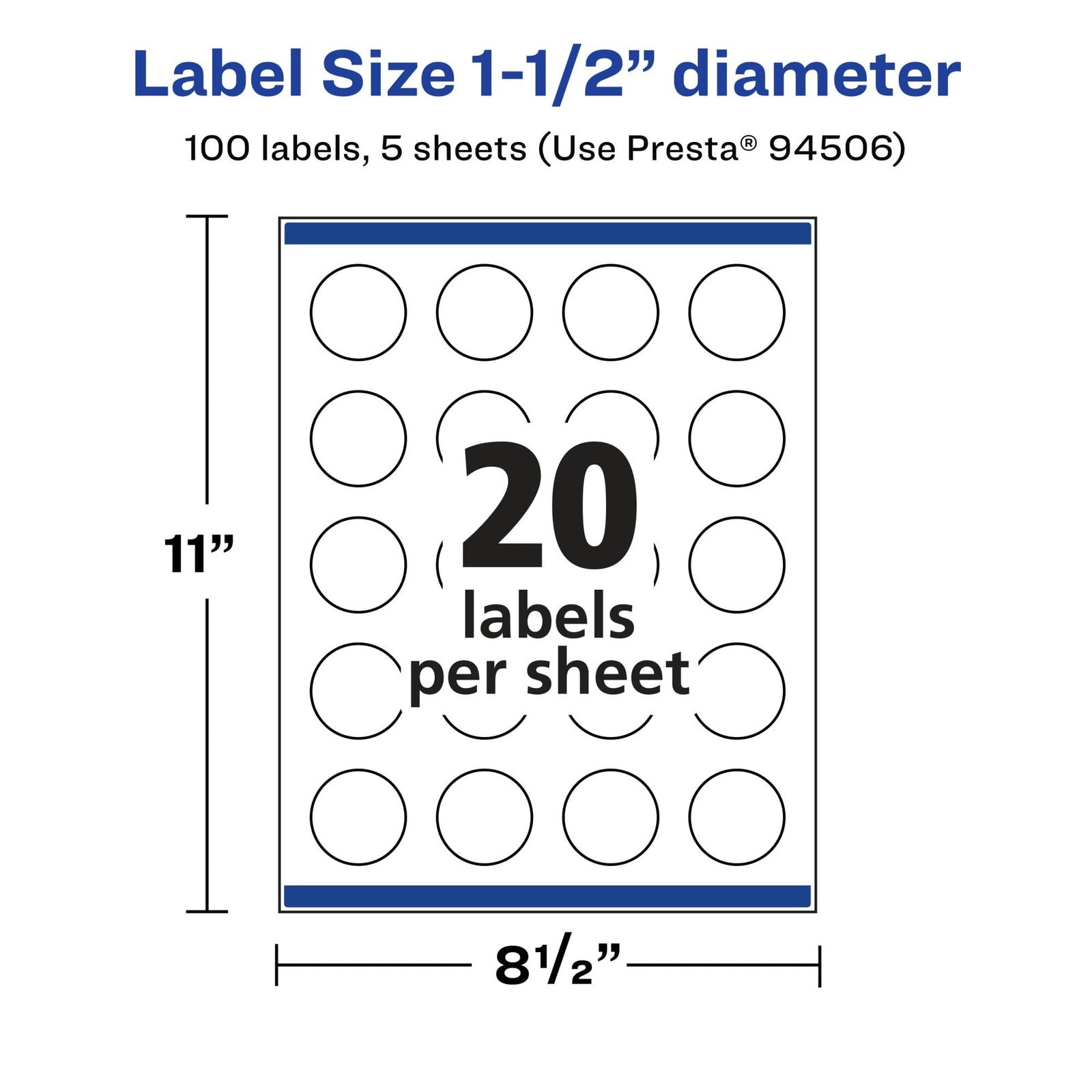 Durable Waterproof Labels, 1.5 In, 100 Count, Laser & Inkjet Printable