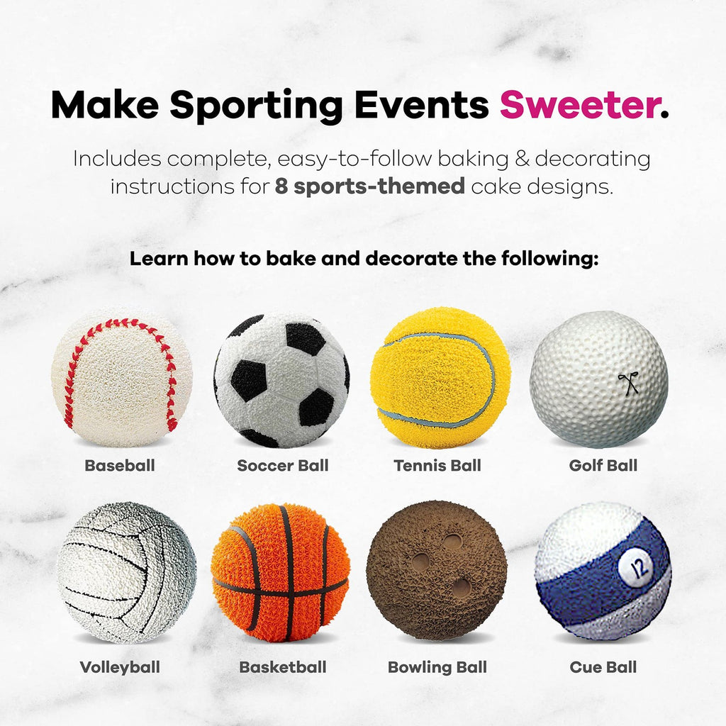Wilton 3D Cake Pan Set, Sports Ball Design, Durable Aluminum Bakeware