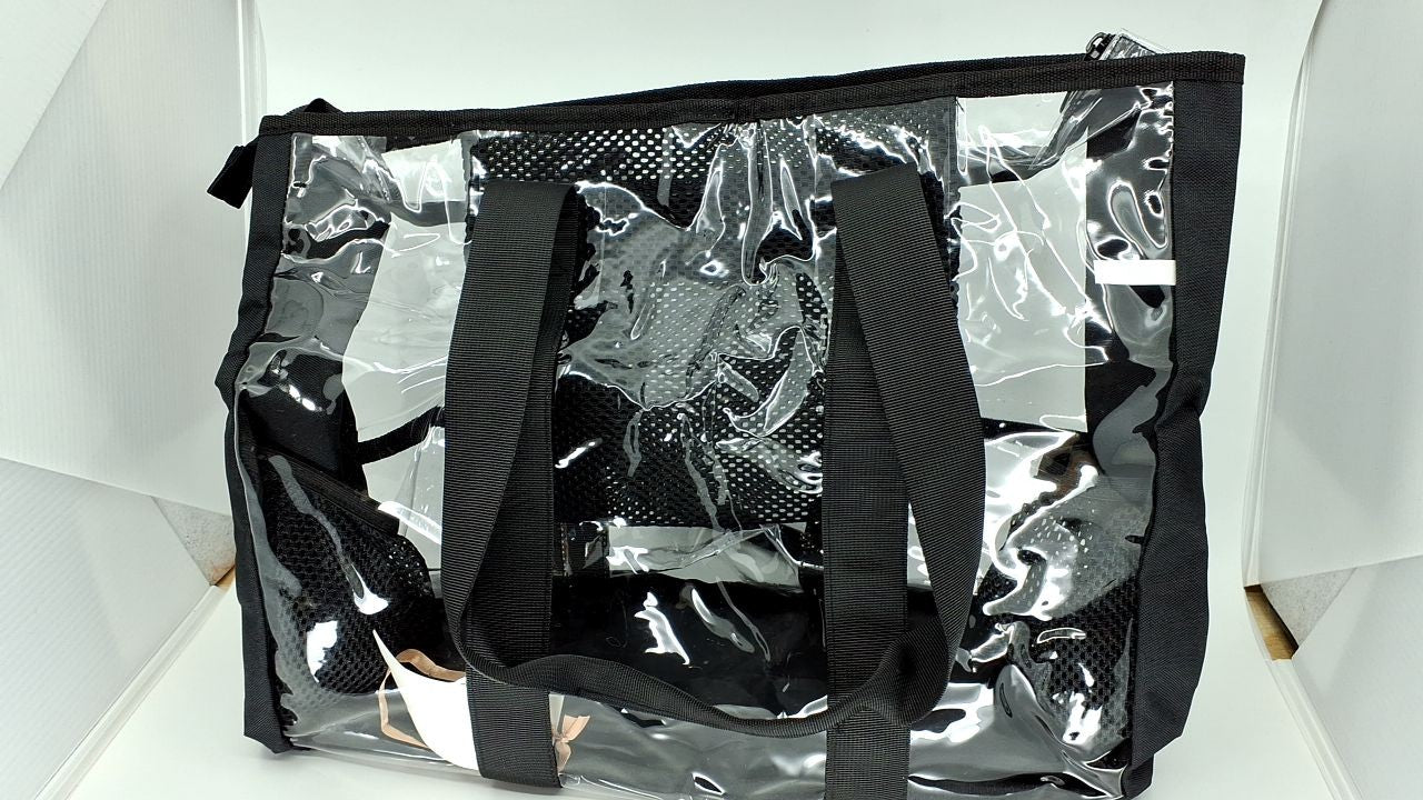 BORMELUN XL Clear Tote Bag 20in Heavy Duty Stadium Handbag Black