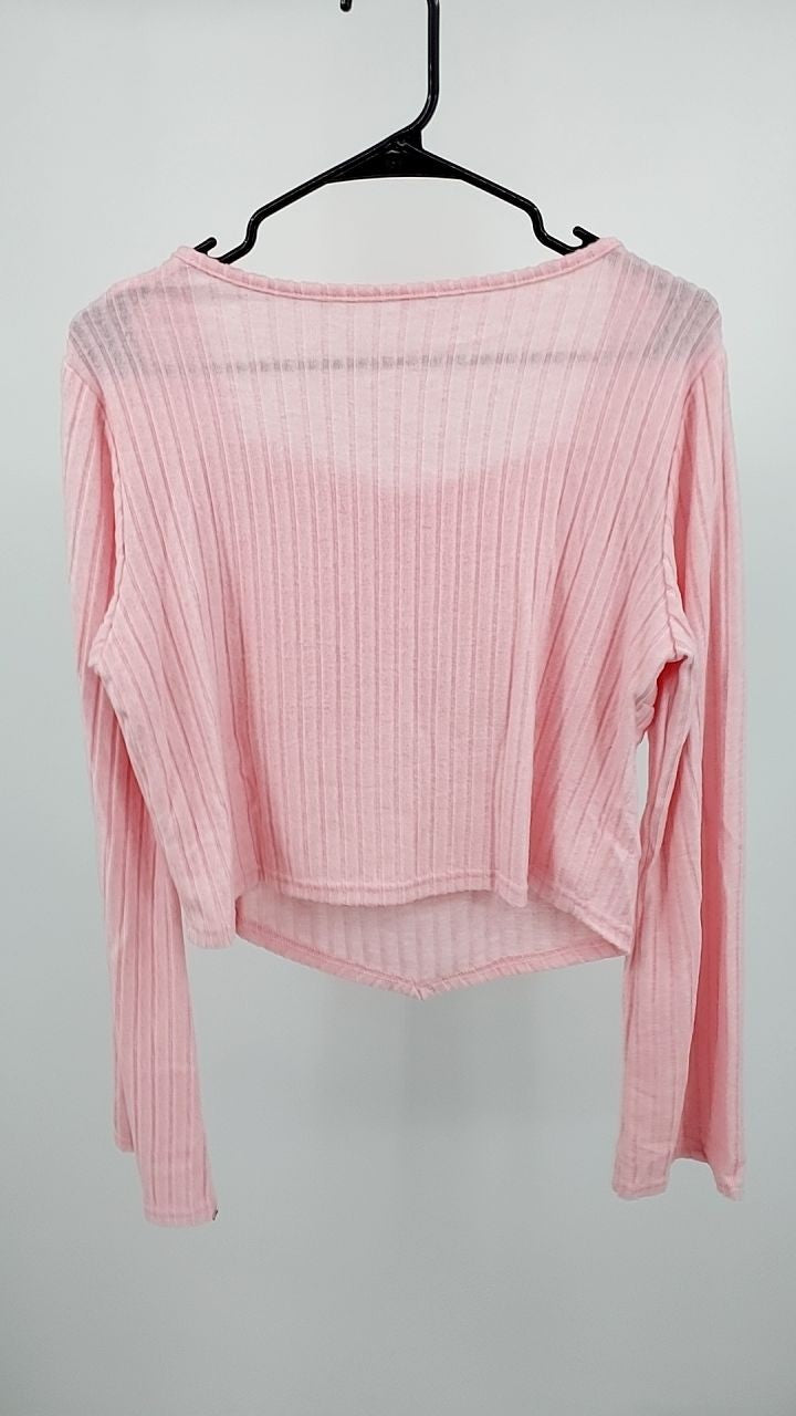 Ribbed Knit Drawstring Long Sleeve T-Shirt