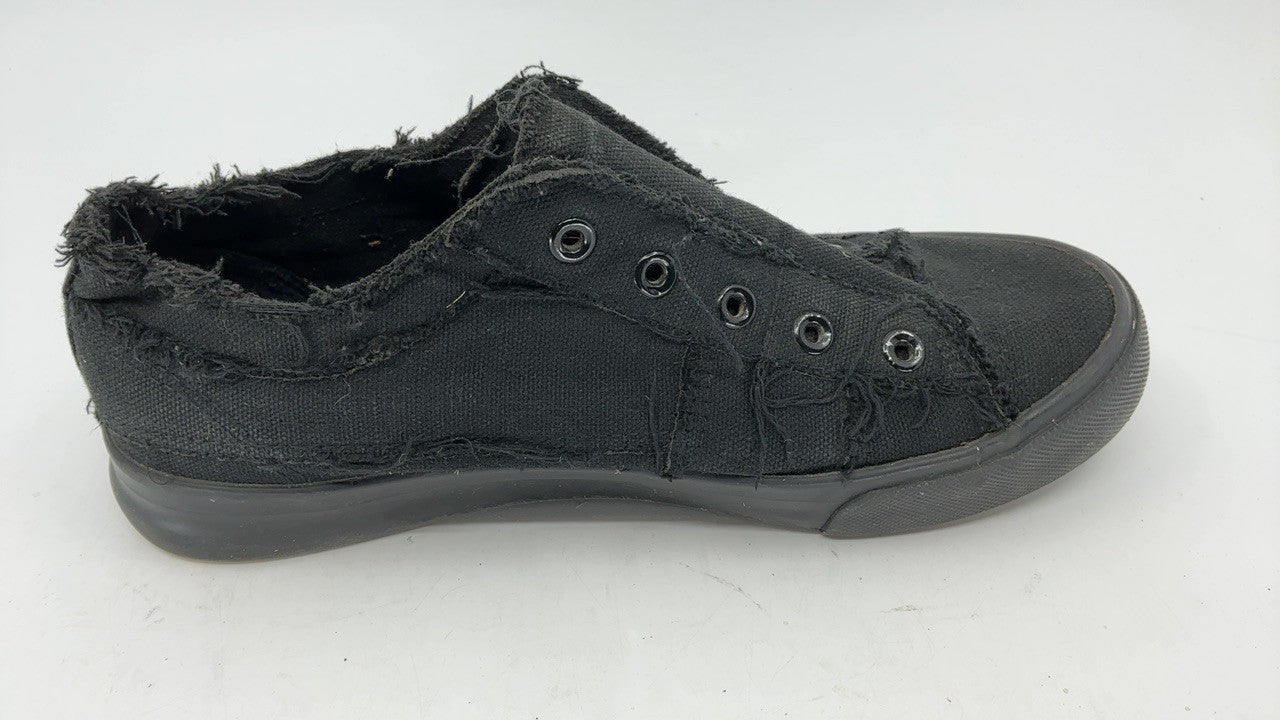 Slip-On Canvas Sneakers for Women, Size 8, Black, Fashionable Design