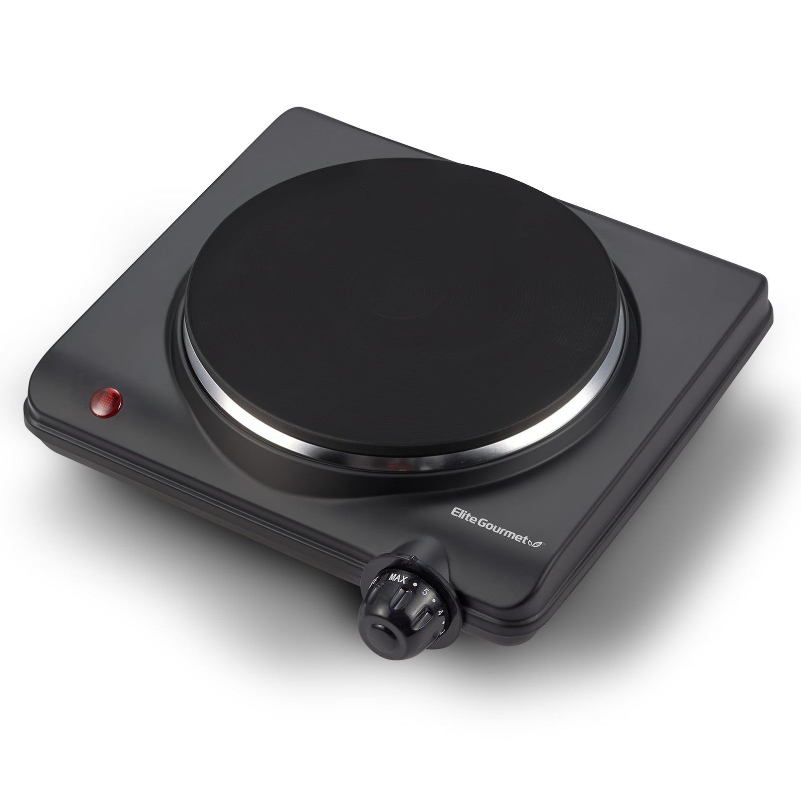 Compact 1000W Cast Iron Electric Hot Plate, Temperature Controls, Black