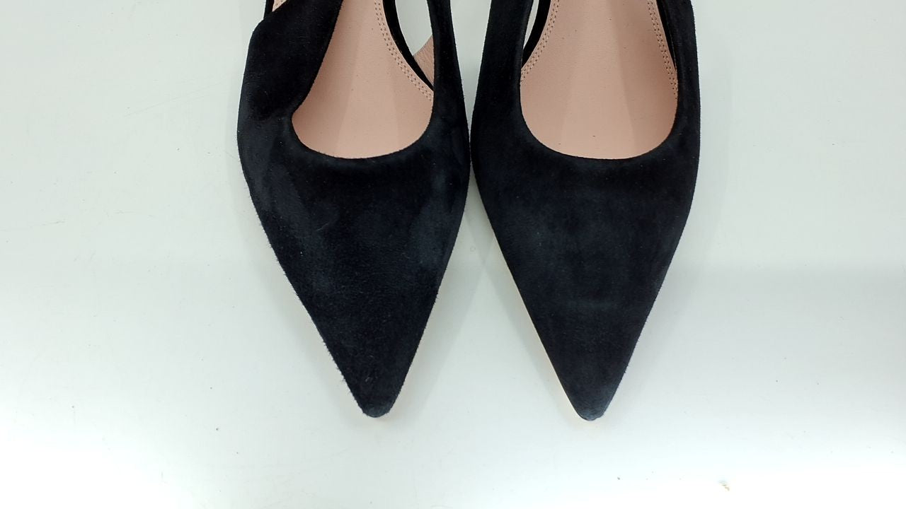 kate spade new york Women's Riley Slingback Kitten Heel, Black Suede, 9.5