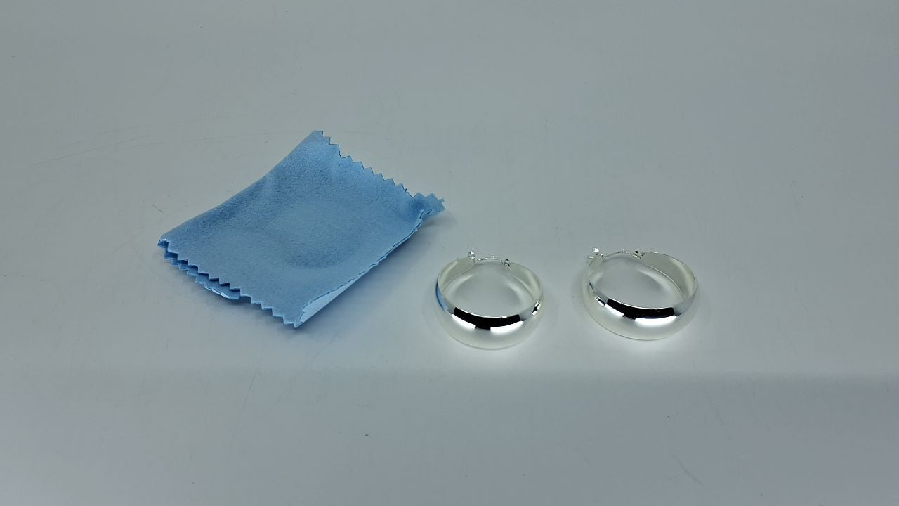 Chunky 30mm Silver Hoop Earrings, 925 Sterling, Lightweight & Hypoallergenic