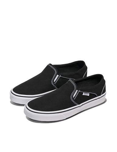 Vans Women’s Slip-On Sneakers, Asher Model, Black/White, 9.5