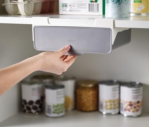 Space Saving Under Shelf Drawer Organizer, Gray/White, Kitchen Storage