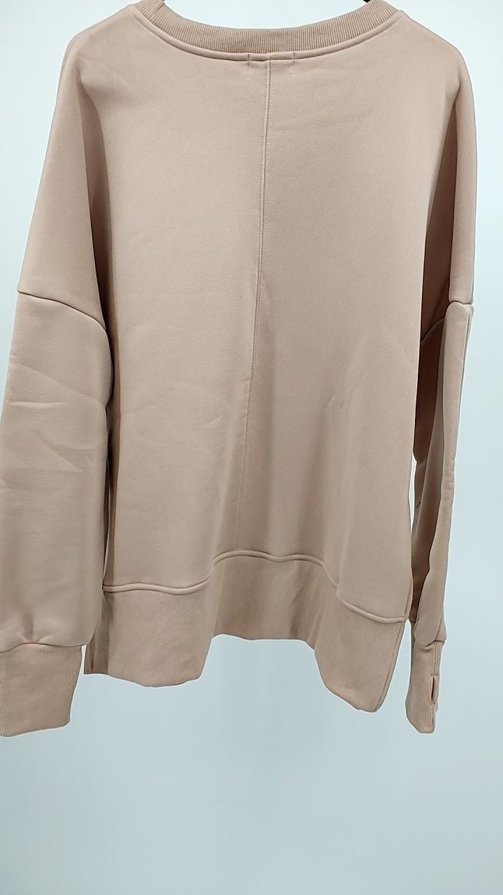 Side Slit Round Neck Long Sleeve Sweatshirt