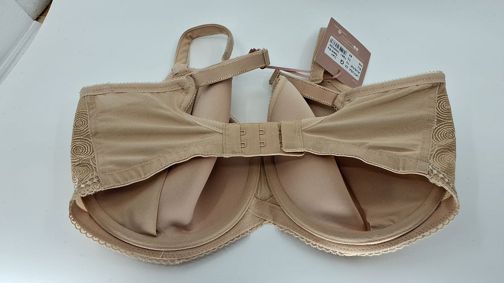 Champagne 32G Panache Cari Underwire Bra w/ Racerback & Swiss Embroidery