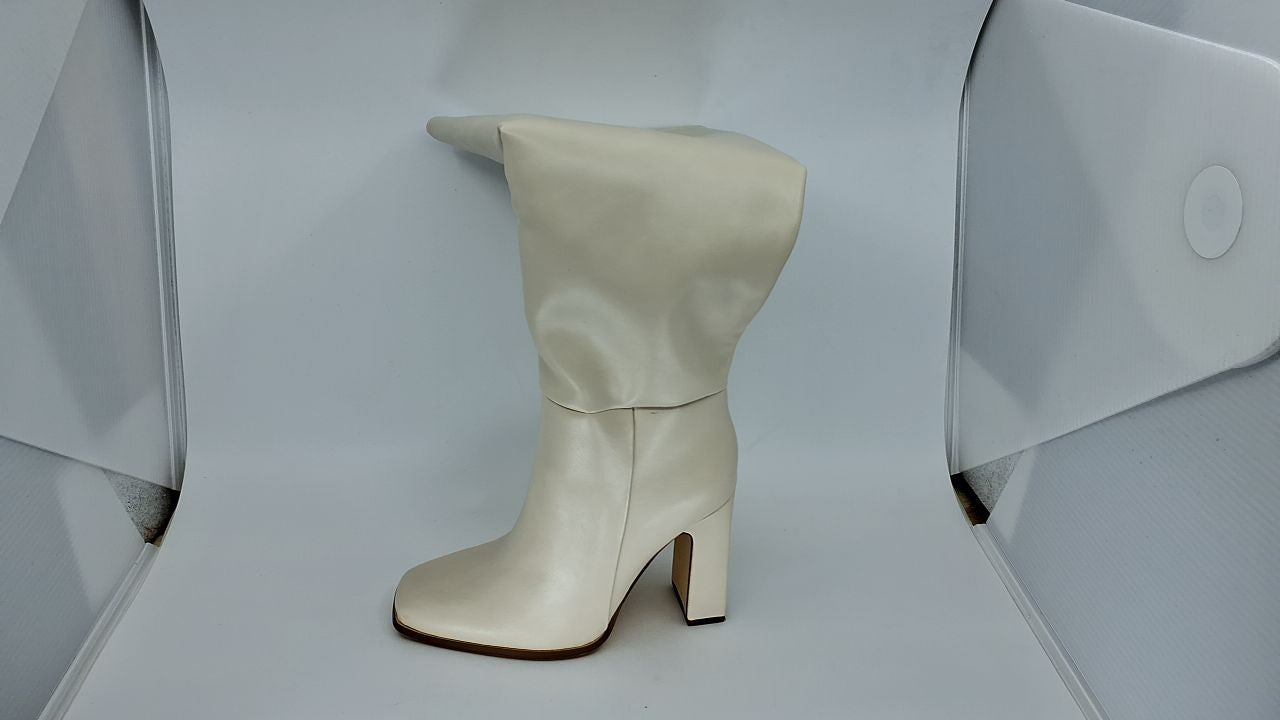 Knee High Chunky Heel Boots Womens Size 7 Birch Faux Leather