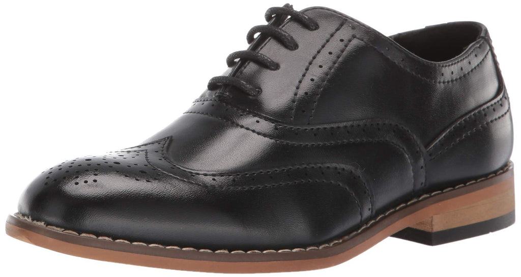 Stacy Adams Boy's Dunbar Wingtip Oxford Shoe, Black, 3 M US Big Kid