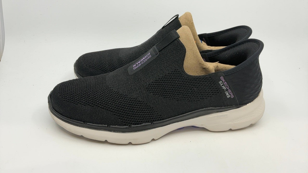Skechers Women's Hands Free Slip-ins Go Walk 6 Sneakers, 8.5 Black/Lavender
