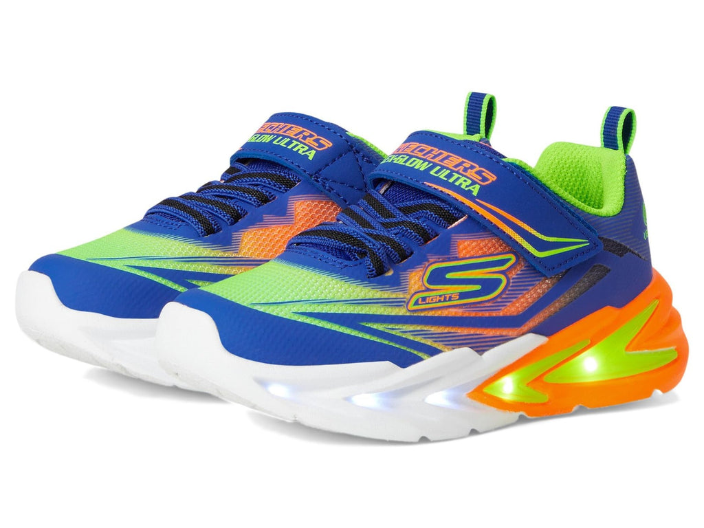 SKECHERS Boy's Flex-Glow Ultra Sneaker, Blue/Multi, 1 Little Kid
