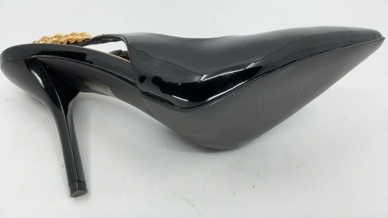 Black Patent Leather Stiletto Heels 4in Size 7 Slingback Pumps