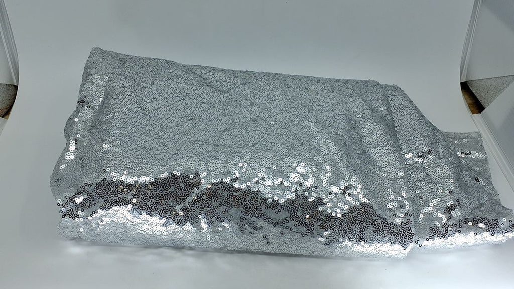 Silver Glitter Tablecloth 60x102 Inch for Baby Shower & Parties